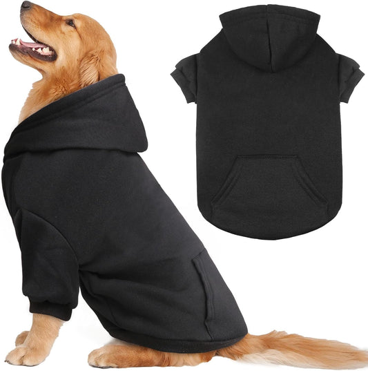 Dog Sweaters for Large Dogs Dog Hoodie Fleece Sweater Soft Clothes Sweatshirt with Pocket Hoodie for Large Dogs(Black&XL)