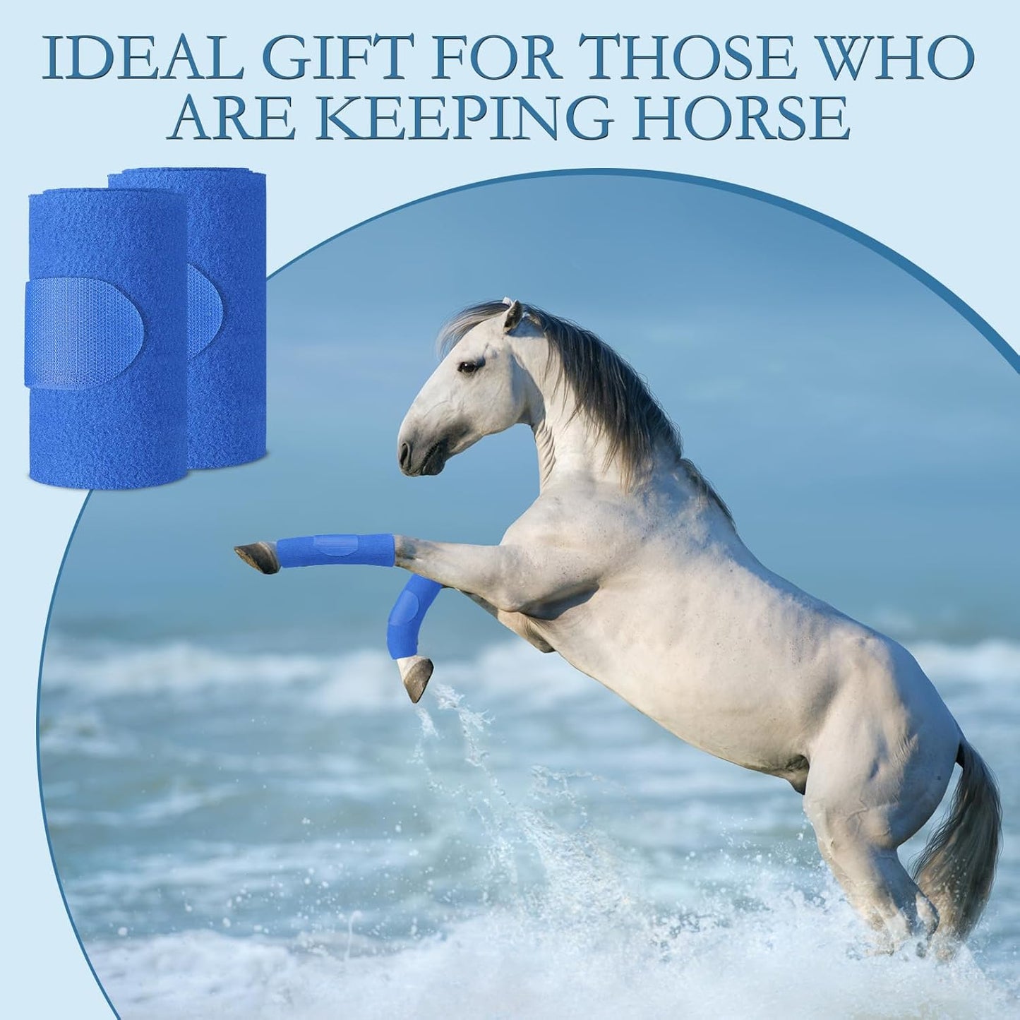 Set of 4 Horse No Bow Bandage 3D Contoured Standing Wrap Bandages Stable Nylon Horse Leg Wraps for Helping Prevent Horse from Tendon Damage and Keep Horses Clean and Safe (Dark Blue)