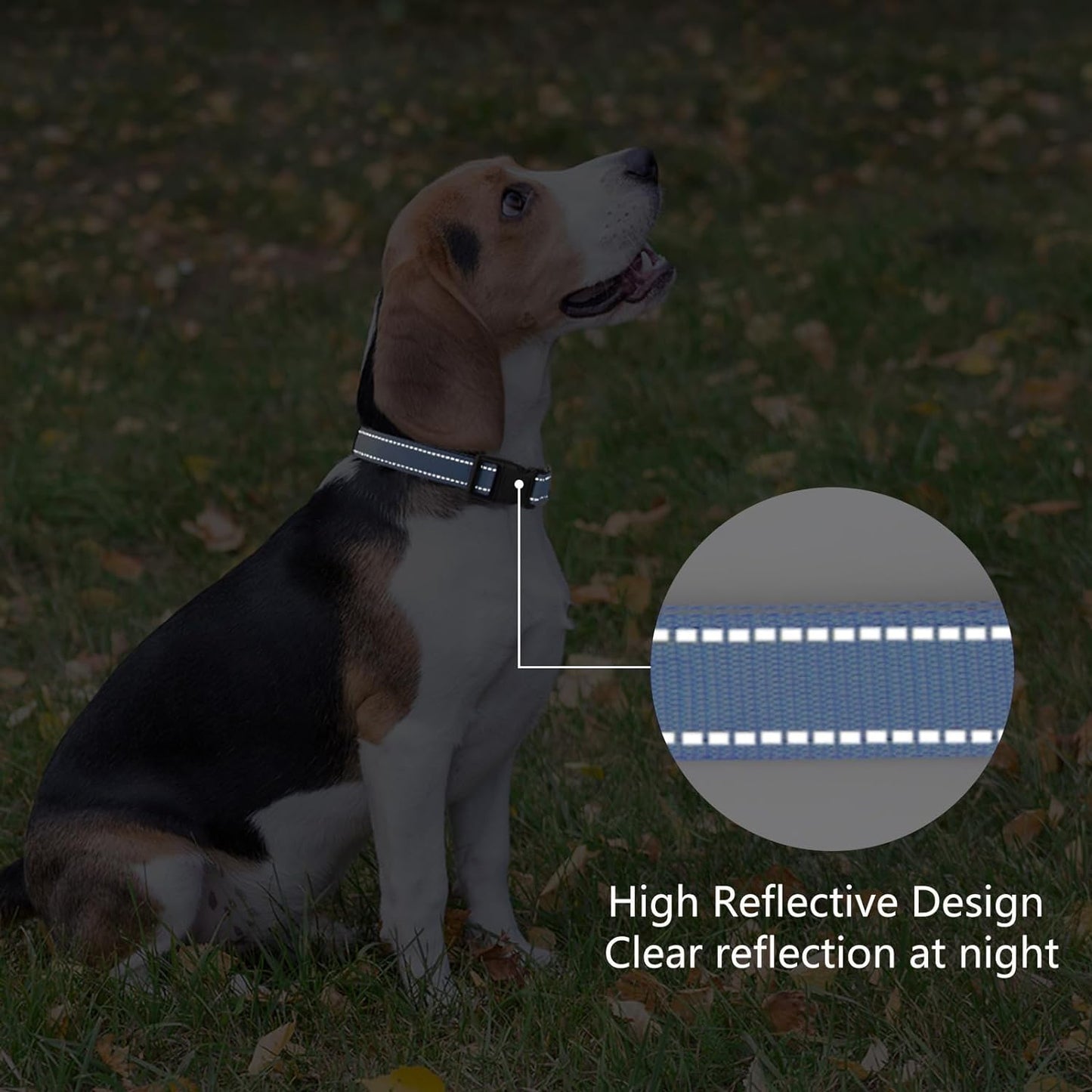 Reflective Dog Collar Padded with Soft Neoprene Breathable Quick Release Basic Dog Collars for Puppy Small Dogs Boy Girl Blue