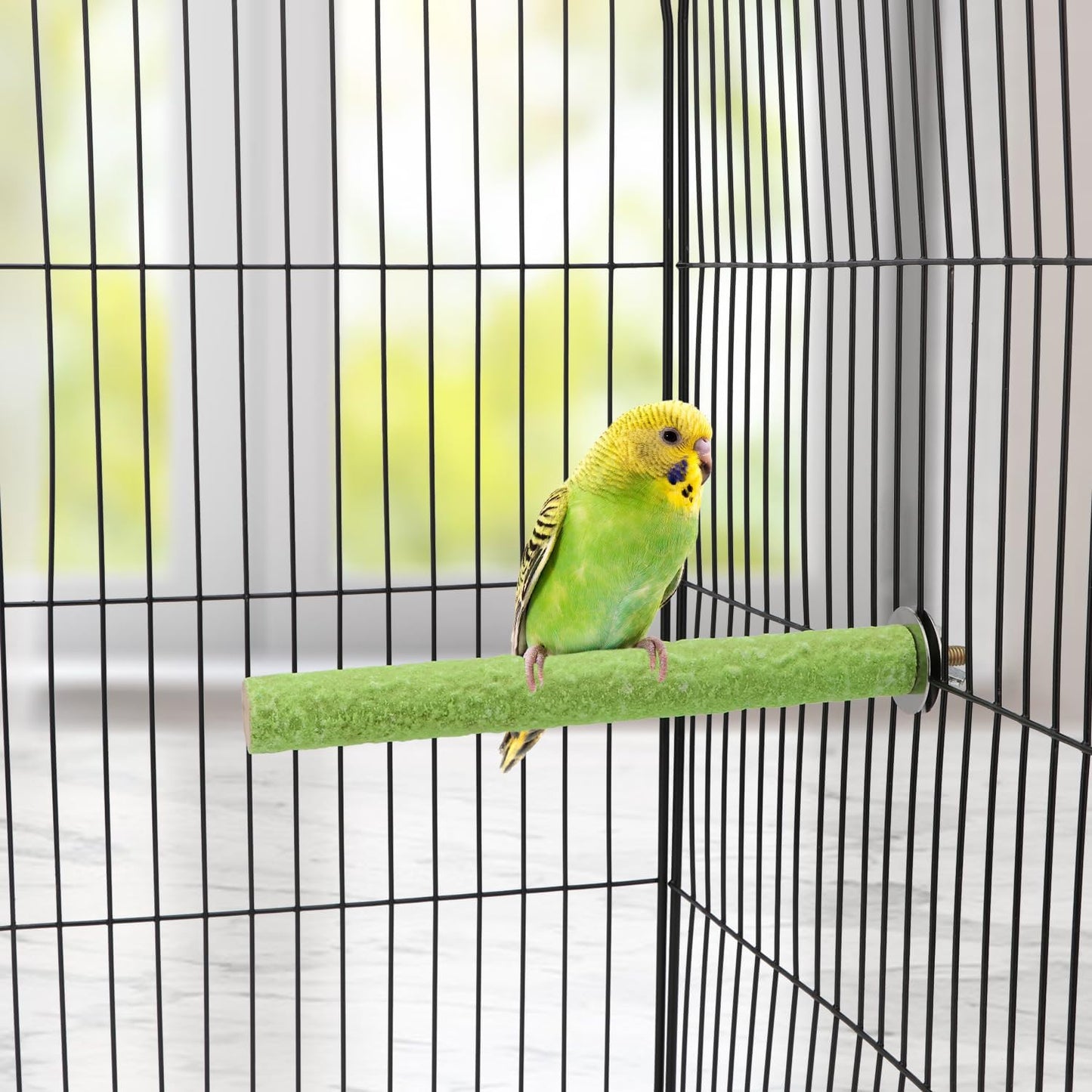 Hypeety Bird Cage Perch Stand Wooden Paw Grinding Toy Chew Toys for Bird Parrot Macaw African Greys Budgies Parakeet Cockatiels Conure Lovebird Cage Hanging Accessories Random Color (7in / 18cm)