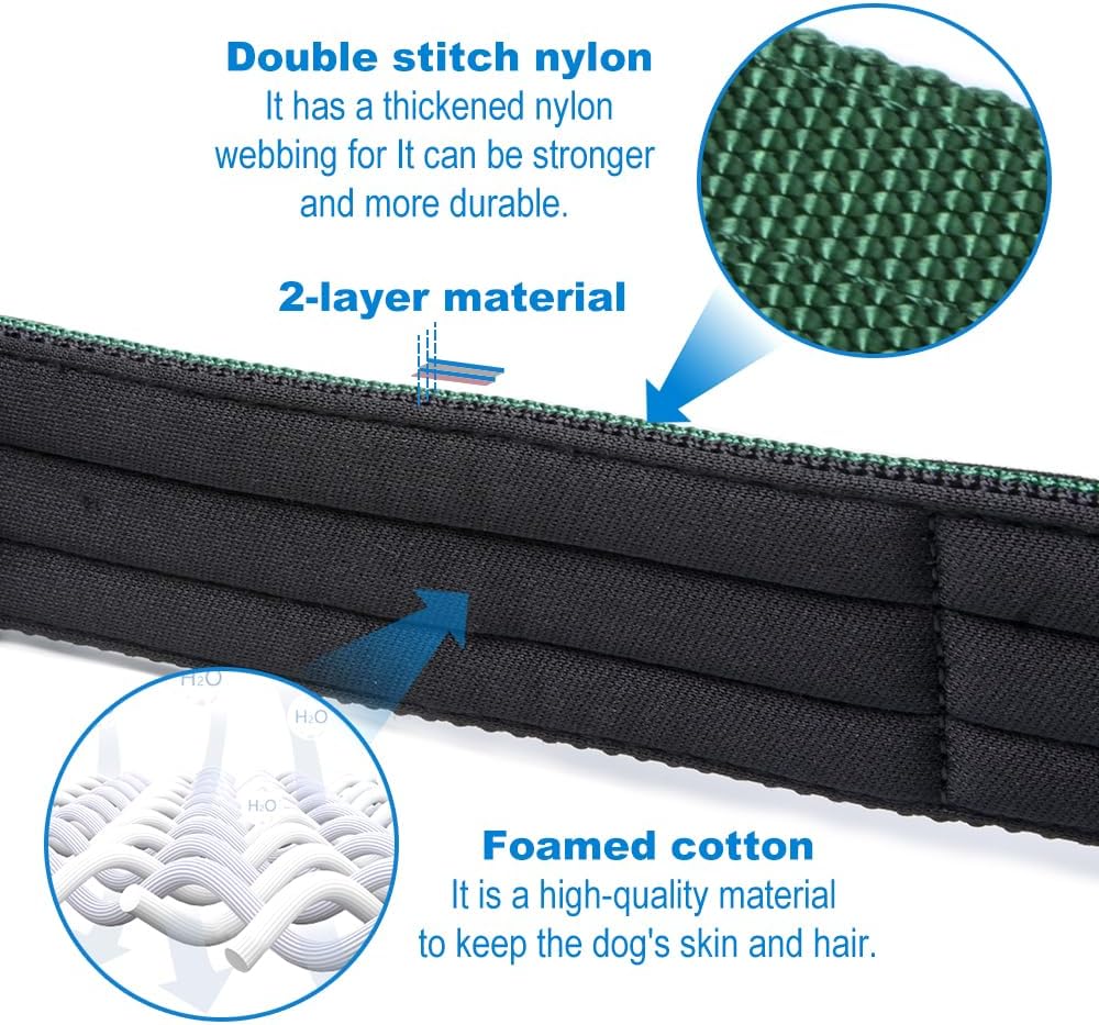 TSPRO Tactical Dog Collar 1.5 Inch Wide Thick Dog Collars with Heavy Duty Metal Buckle, Durable, Strong, Adjustable for Medium to Large Dogs (Green M)