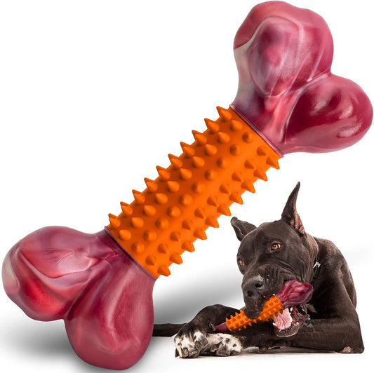 Apasiri Dog Toys for Aggressive Chewers Peanut Butter Flavored, 8" Tough Dog Chew Bone, Nylon & Rubber Chew Toy, Dog Bone Toy for Large Medium Breed 20-80lbs