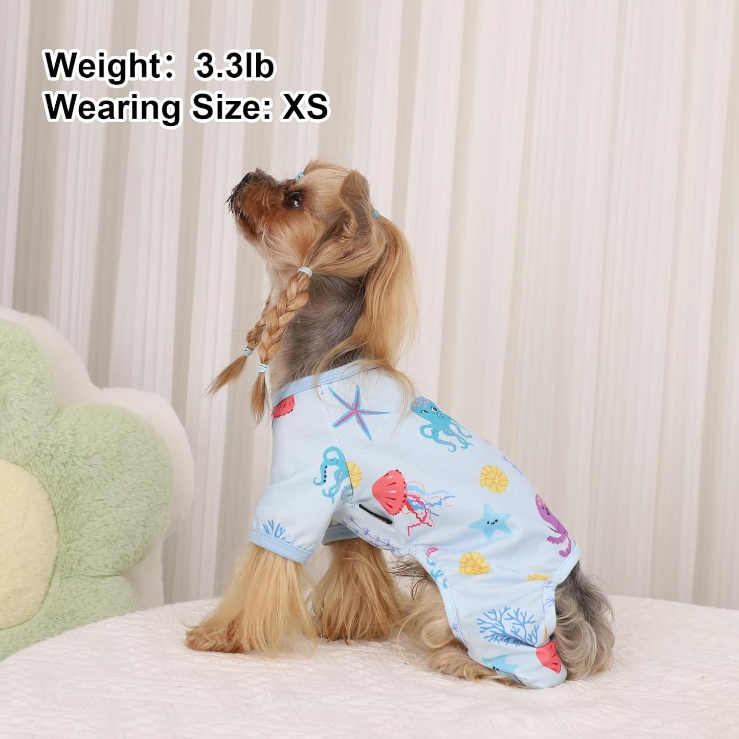 Dog Pajamas Pjs Summer Dog Clothes for Small Dogs Girl - Boy - Small Size Dogs, Soft Stretchy Puppy Clothes Doggie Onesies Cat Cute Clothing Pet Jammies Outfit Appeal, Octopus Blue