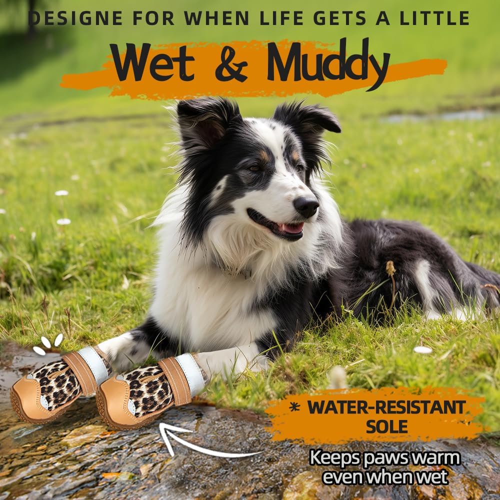 Dog Shoes for Small Dogs, Dog Boots & Paw Protectors for Hardwood Floors, Outdoor Dog Booties for Hot Pavement Winter Snow Hiking, Waterproof Dog Shoes with Reflective Strips Size 2