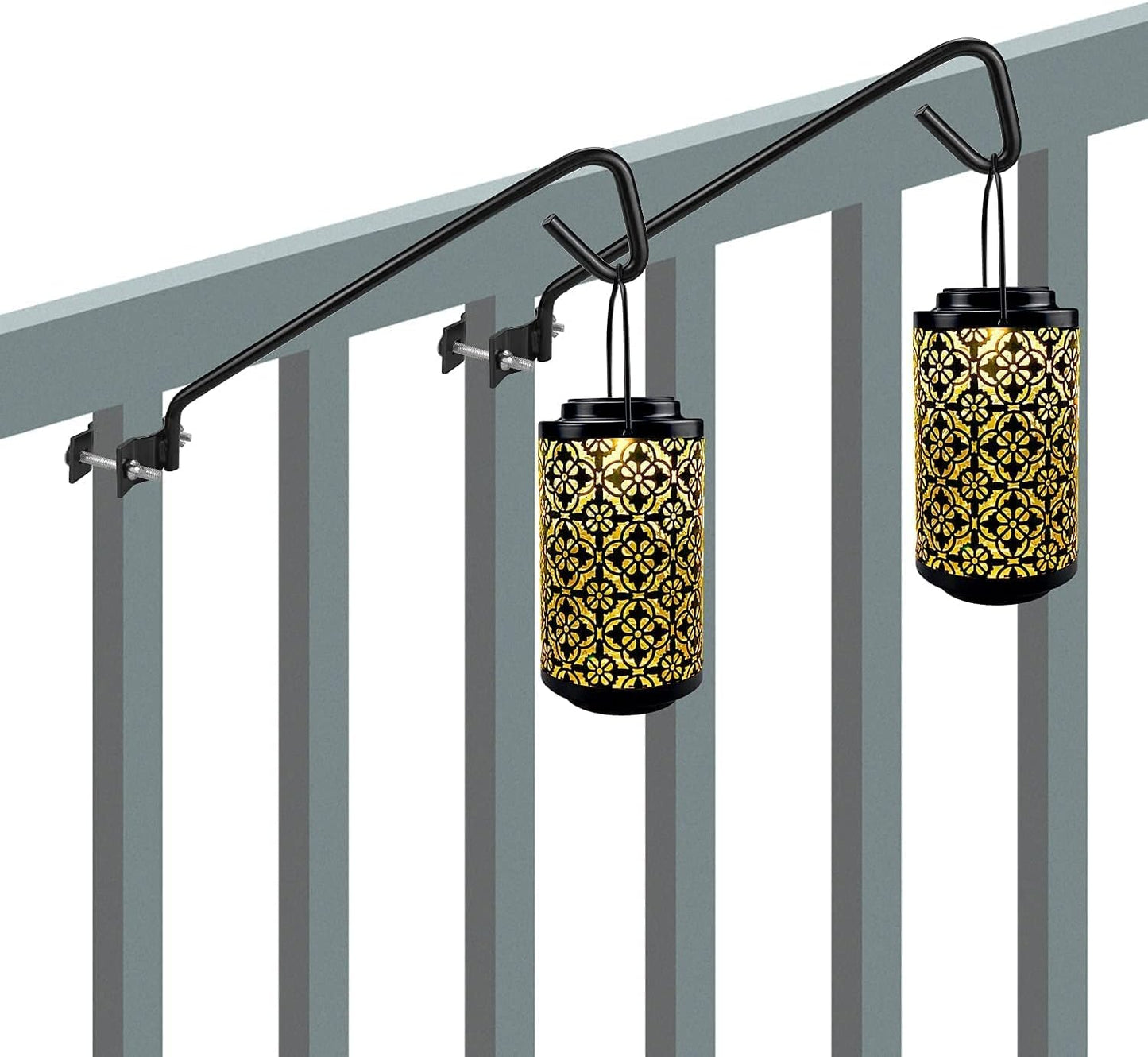 2 Packs 11 Inch Fence Deck Hook Rail Hanging Mounting Kit Heavy Duty Bird Feeder Hook Decorative Hanger for Bird Feeders Planters Suet Baskets Lanterns on Balcony Porch Railing Fence
