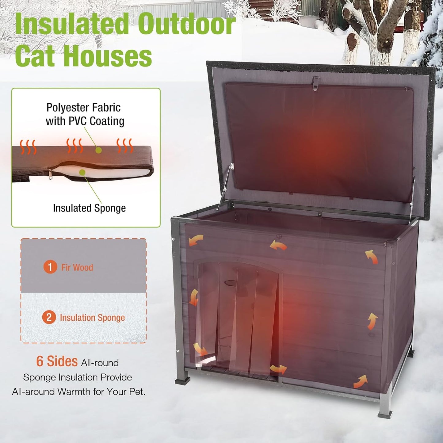 GUTINNEEN Dog House Insulated Outdoor Dog Kennel with Liner for Winter Large