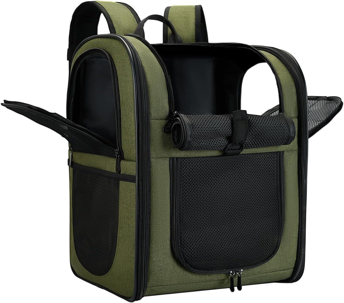 Apollo Walker Dog & Cat Carrier Backpack for 4-15lb Pets - Ventilated Safe Design with Padded Back Support, Breathable Mesh Pet Backpack for Hiking, Travel, Outdoor (Green)