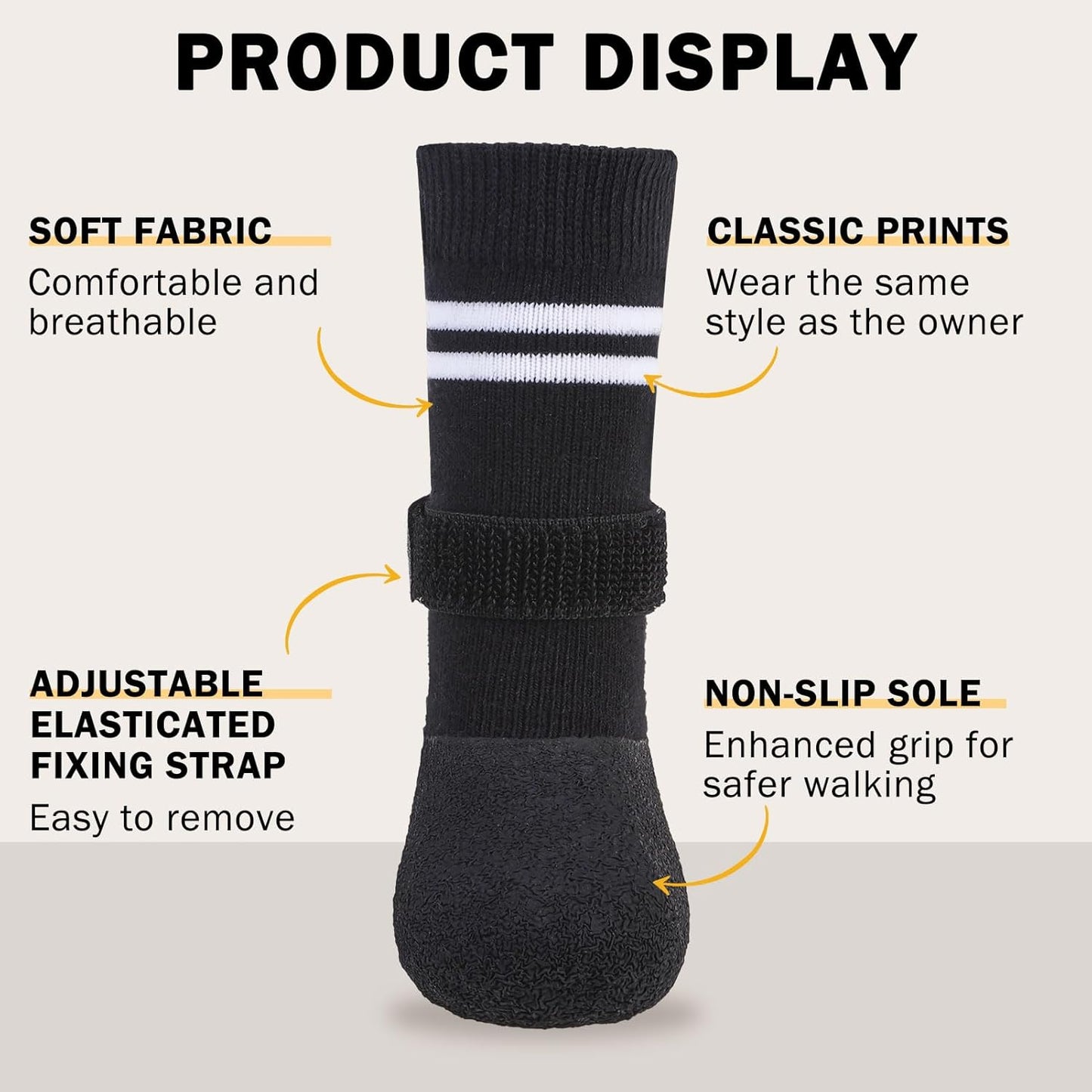 SCENEREAL Anti Slip Dog Boots & Paw Protectors for Hardwood Floor, Extended Dog Socks to Prevent Licking Paws, Waterproof Pet Snow Rain Shoe for Winter Large Senior Dogs, Black XL