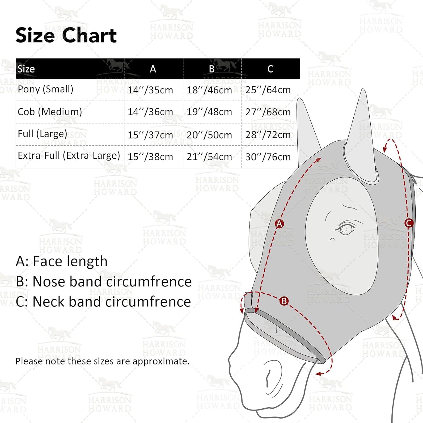 Harrison Howard Super Comfort Stretchy Fly Mask Large Eye Space with UV Protection Soft on Skin with Breathability Geo Feather L