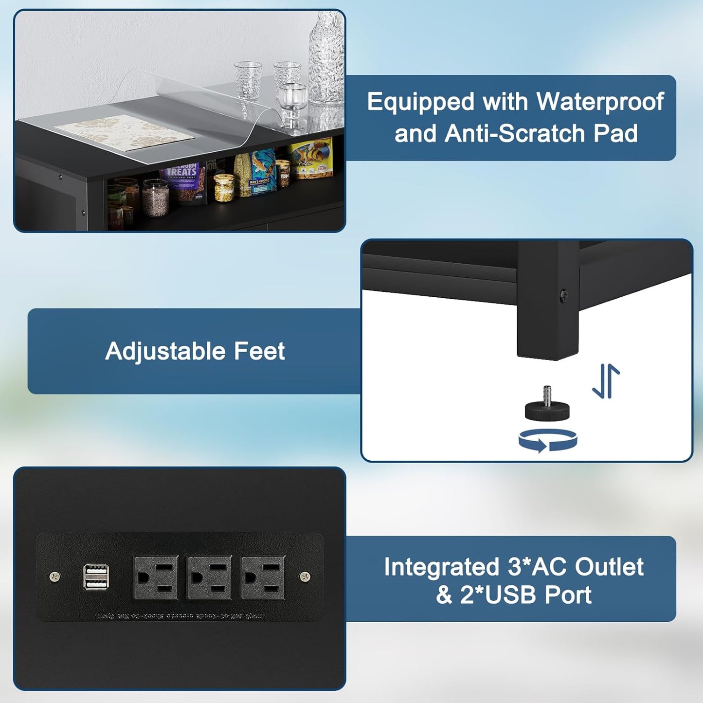 40-50 Gallon Fish Tank Stand with Power Outlet & 2 Storage Drawers, Heavy Duty Metal Frame Aquarium Stand with Waterproof Mat, 36.6" L*19.1" W Tabletop, 800LBS Capacity, Black