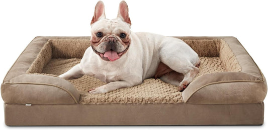 INVENHO Orthopedic Medium Dog Beds for Medium Dogs, Waterproof, Egg-Crate Foam Dog Couch Bed with Washable Removable Cover, Waterproof Lining and Nonskid Bottom