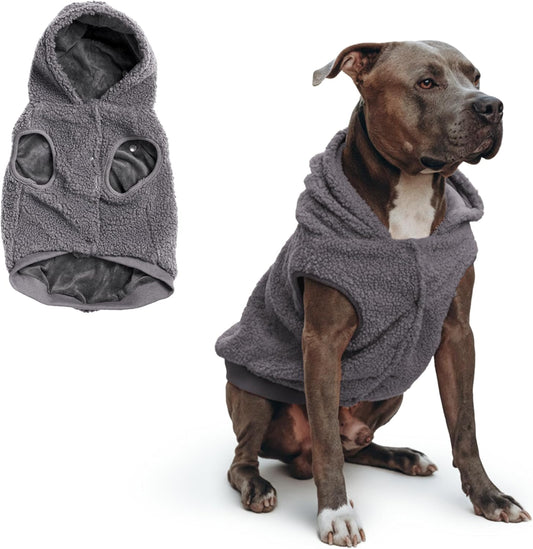 Spark Paws Teddy Dog Sweater, Sherpa Jacket Vest with Warm Fleece Lining, Winter Coat Suitable for Small Medium Large XL XXL Breeds - Grey - 4XL
