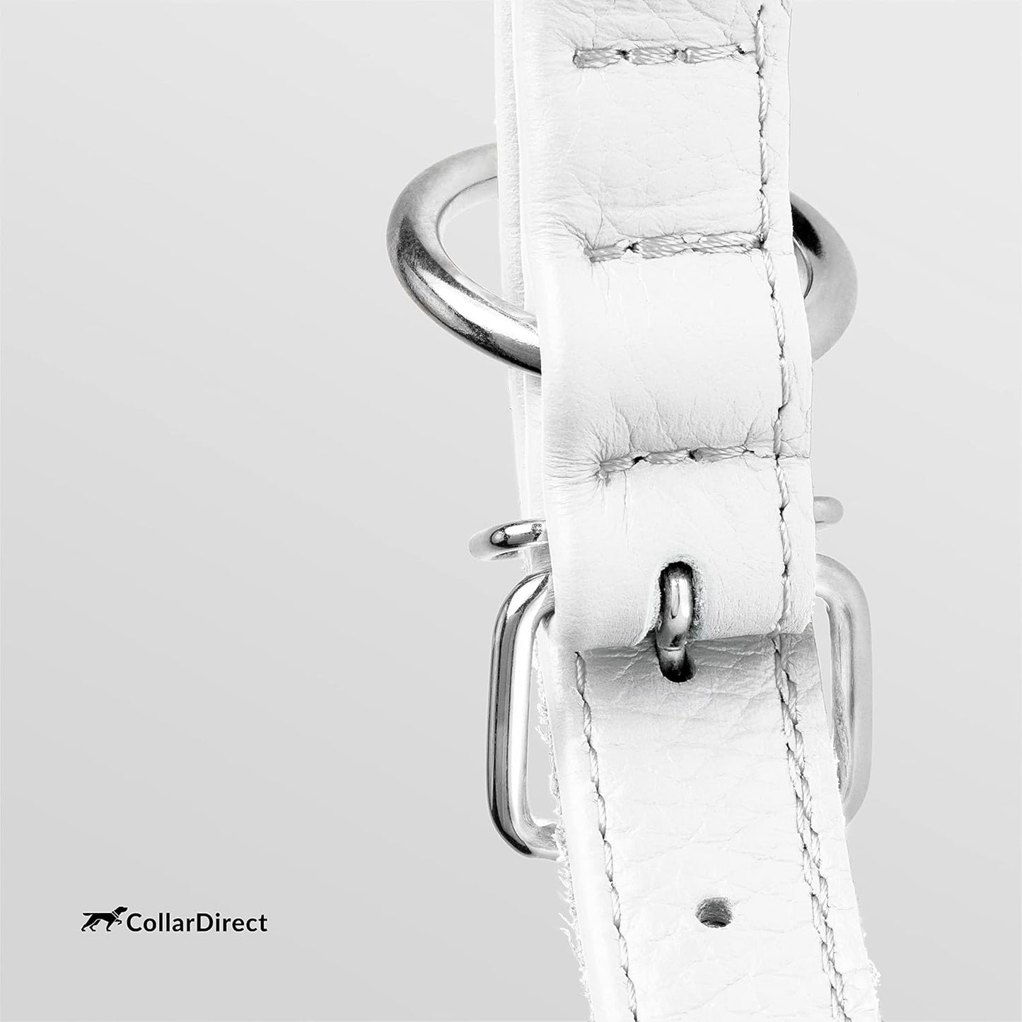 CollarDirect Rolled Leather Dog Collar, Soft Padded Round Puppy Collar, Handmade Genuine Leather Collar Dog Small Large Cat Collars 13 Colors (6-7 Inch, White Textured)