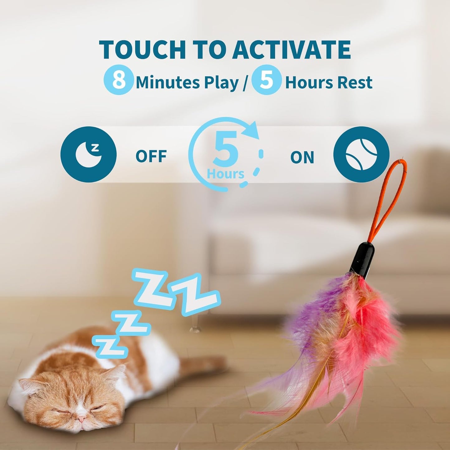 Interactive Cat Toys for Indoor Cats,Enrichment Stimulation Toys, Electric Hanging Door Clip Ribbon Kitty Toy,Automatic Play Chase Exercise Feather Toys for Bored Indoor Adult & Kitten Cats