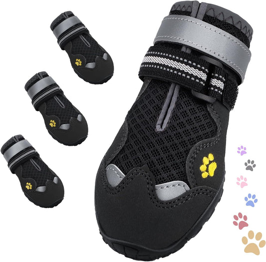 Dog Shoes for Large Medium Small Dog, Mesh Breathable Dog Shoes for Hot Pavement, Anti-Slip Dogs Boots Paw Protectors with Reflective for Outdoor Walking Indoor Hardfloors (Size 2)