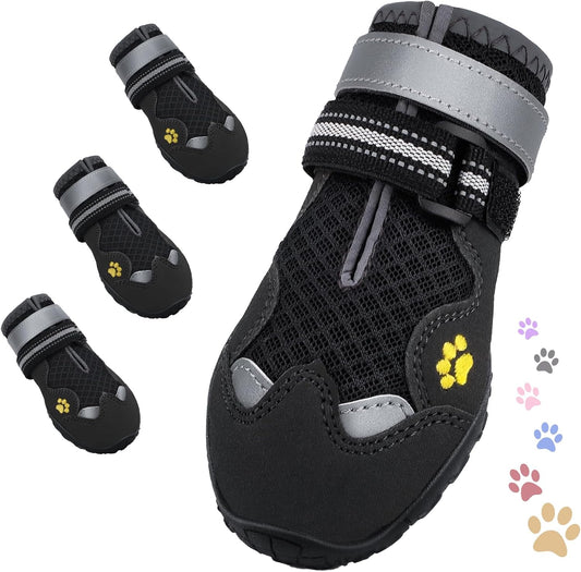 Dog Shoes for Large Medium Small Dog, Mesh Breathable Dog Shoes for Hot Pavement, Anti-Slip Dogs Boots Paw Protectors with Reflective for Outdoor Walking Indoor Hardfloors (Size 1)