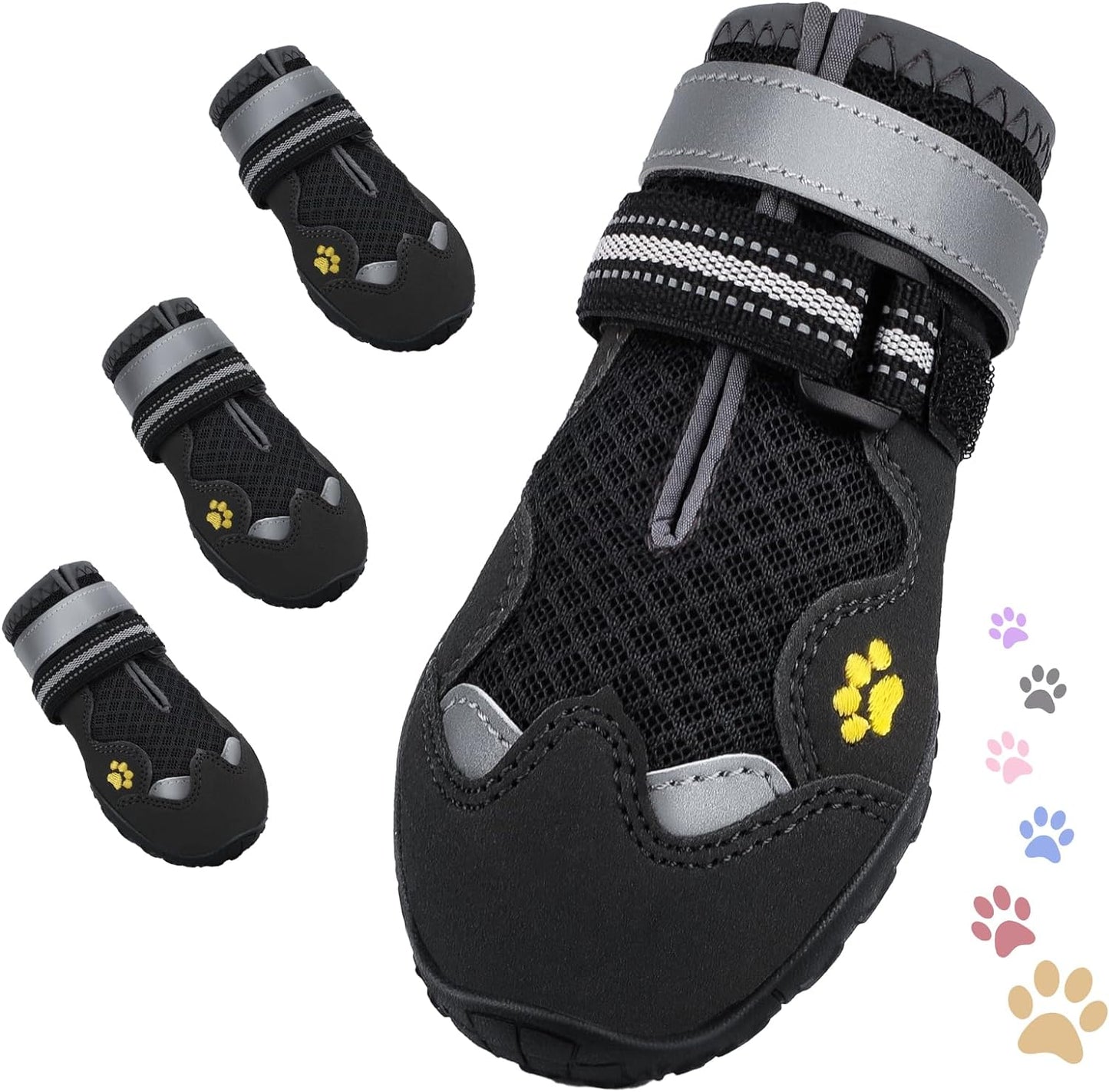 Dog Shoes for Large Medium Small Dog, Mesh Breathable Dog Shoes for Hot Pavement, Anti-Slip Dogs Boots Paw Protectors with Reflective for Outdoor Walking Indoor Hardfloors (Size 4)