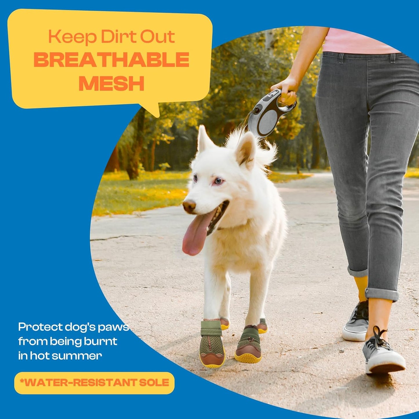 Dog Shoes for Large Dogs, Medium Dog Boots & Paw Protectors for Hardwood Floors, Outdoor Dog Booties for Hot Pavement Winter Snow Hiking, Breathable Dog Shoes with Reflective Strips Size 7