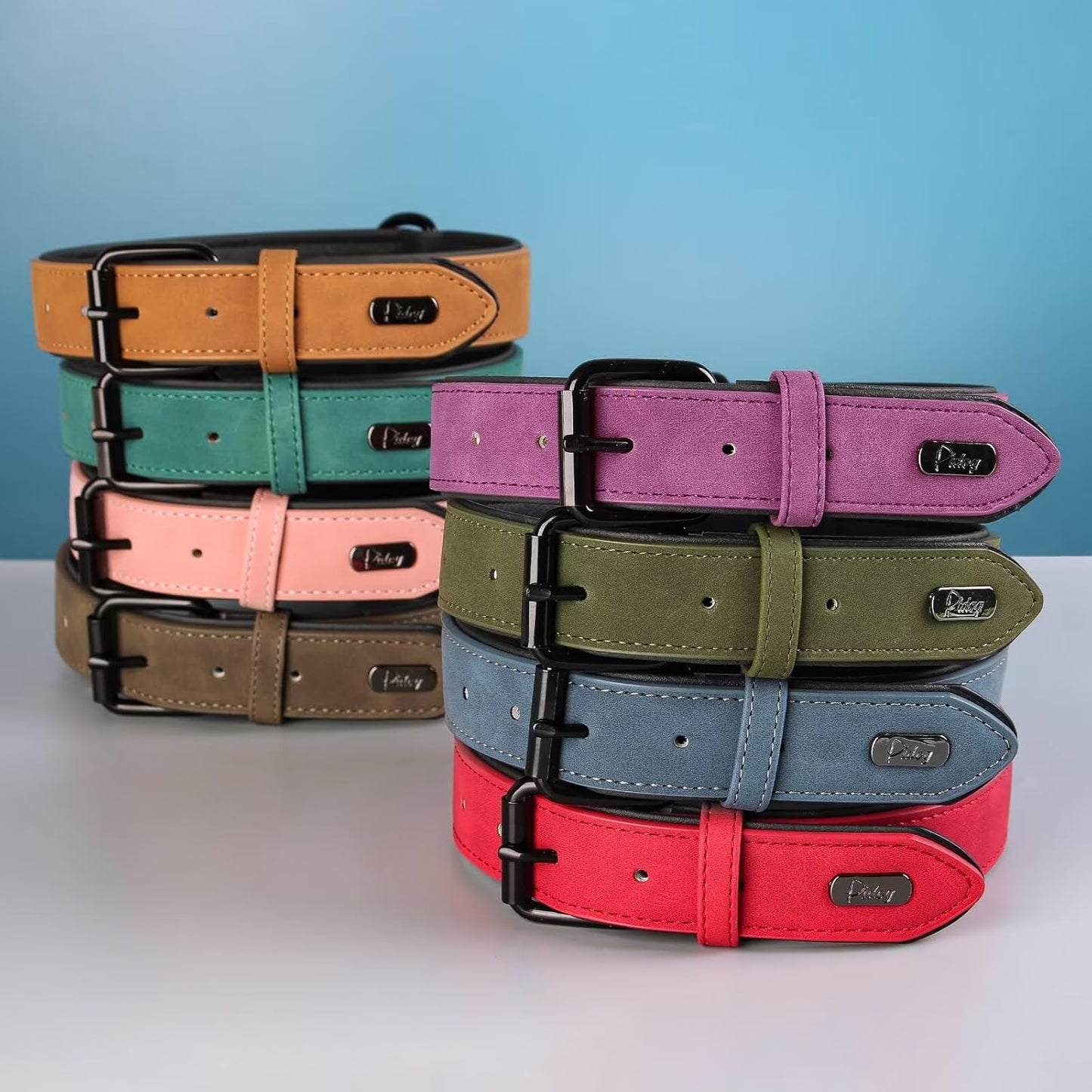 Didog Soft Padded PU Leather Dog Collar, Breathable and Adjustable Dog Collars for Medium Dogs, Comfortable for Daily Walk, Light Brown, L Fit Neck 13-17"(22-44 lbs)