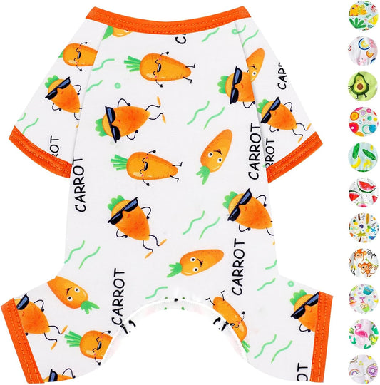 Dog Pajamas Pjs Spring Summer Dog Clothes for Small Dogs Girl - Boy - Small Size Dogs, Soft Stretchy Puppy Clothes Doggie Onesies Cat Pet Jammies Outfit, Carrot, XS