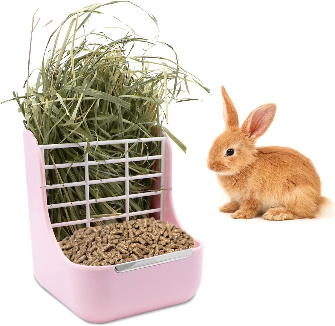 Litewoo Rabbit Hay Feeder Food Bowl Feeding Rack for Small Animal Guinea Pig Chinchilla Bunny Cage Accessories