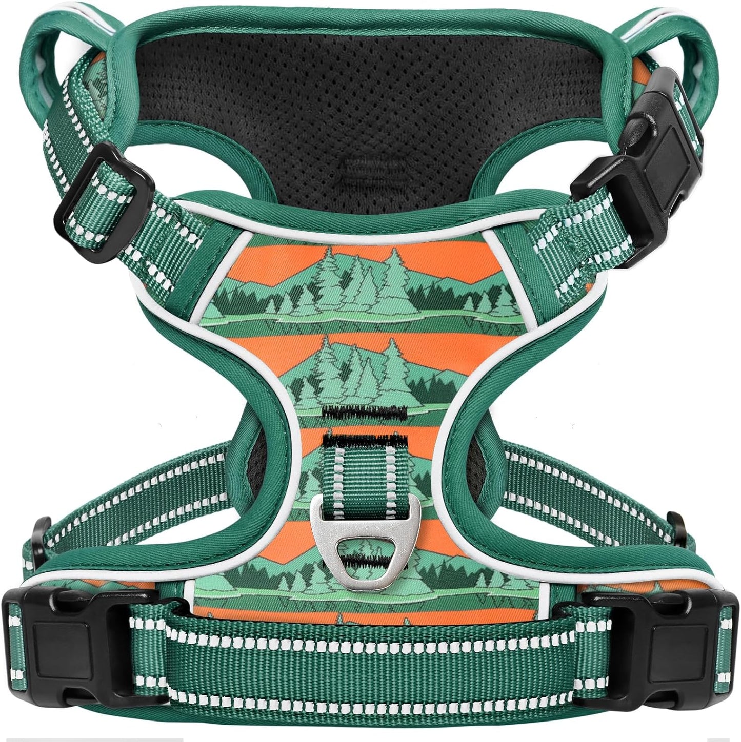 Timos No Pull Dog Harness,No Choke Front Clip Dog Reflective Harness,Adjustable Soft Padded Pet Vest with Easy Control Handle for Medium Dogs,Wilderness,M