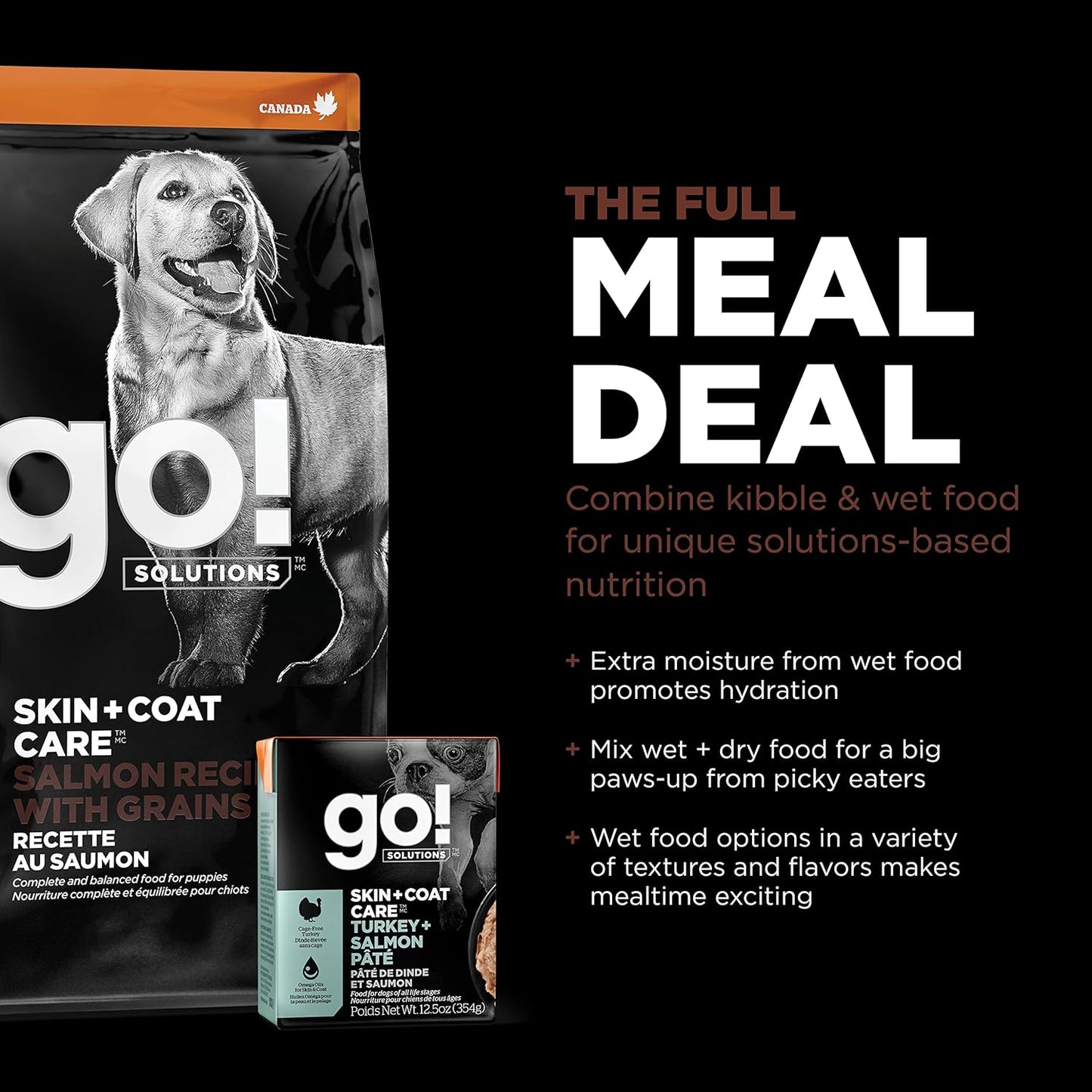 Go! Solutions Skin + Coat Care, Dry Dog Food, Large Breed Puppy Salmon Recipe with Grains, 25 lb Bag