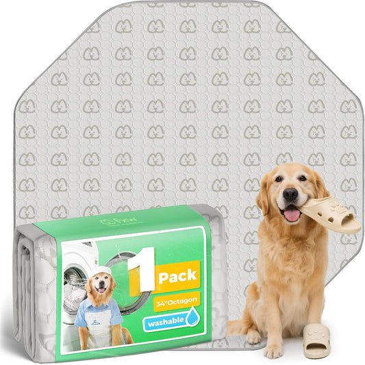 FXW Washable Pee Pads for Dogs, Puppy Pads with Super Absorbent, Specifically Designed for FXW Rollick/Homeplus 32/40/45inch 8 Panels Dog Playpen, 34" Octagon, Khaki, 1 Pack