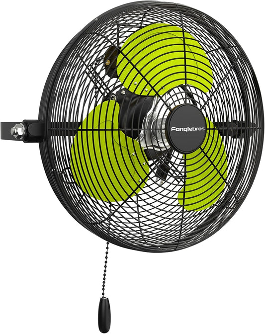 12 IN High Velocity Wall Mount Fan, 3 Speed Industrial Wall Fan with Sealed Motor, 2500 CFM Adjustable Air Circulator for Garage, Commercial, Greenhouse, Warehouse & Gazebo Use, UL Listed