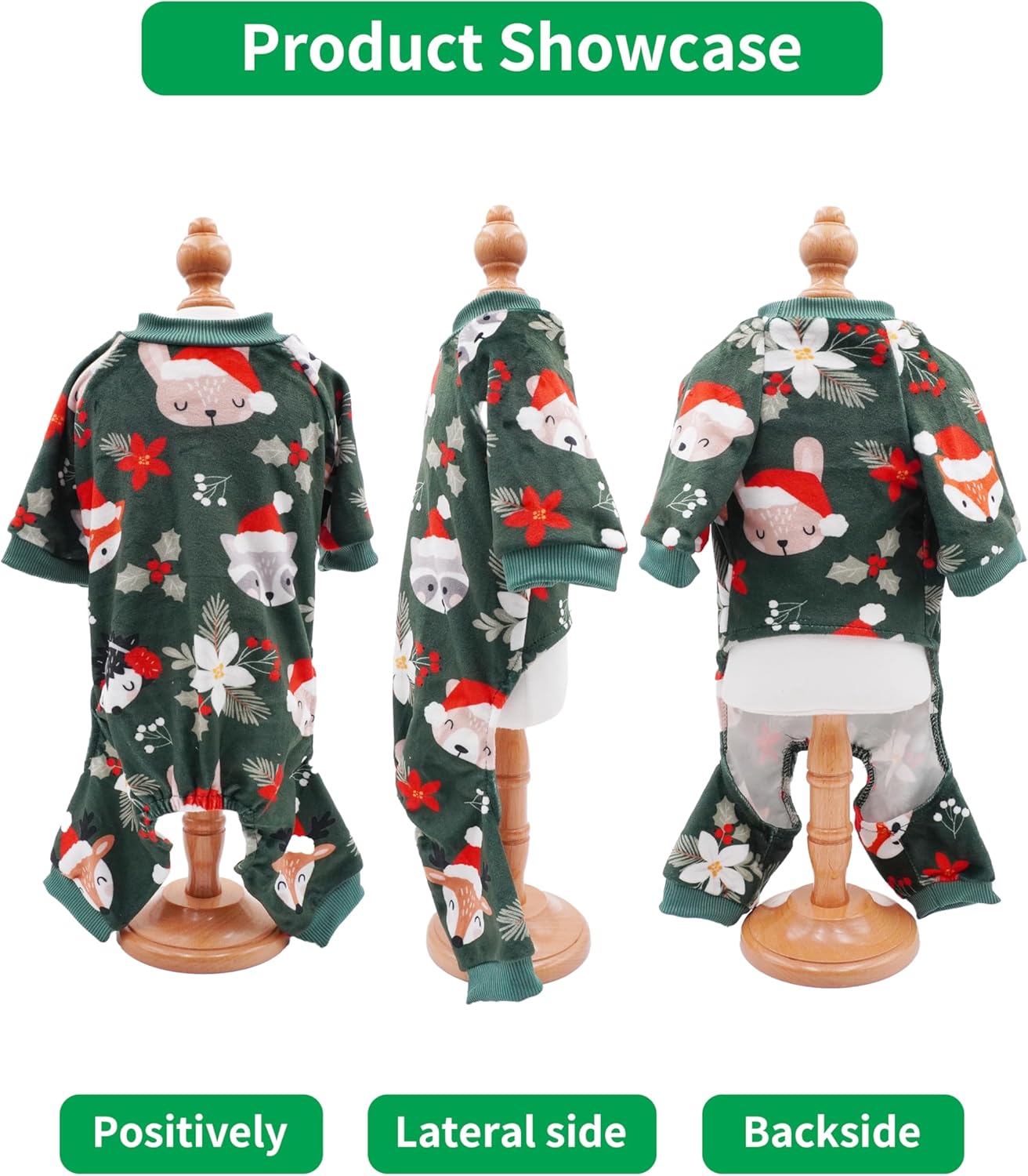 PET SHOW 4 Pack Christmas Small Dog Pajamas Holiday Dog Clothes for Medium Dogs Girl Boy Soft Stretchy PJs Xmas Jumpsuit Puppy Cats Onesies Red Green Outfits with Sleeve Pets Dachshund Costume L