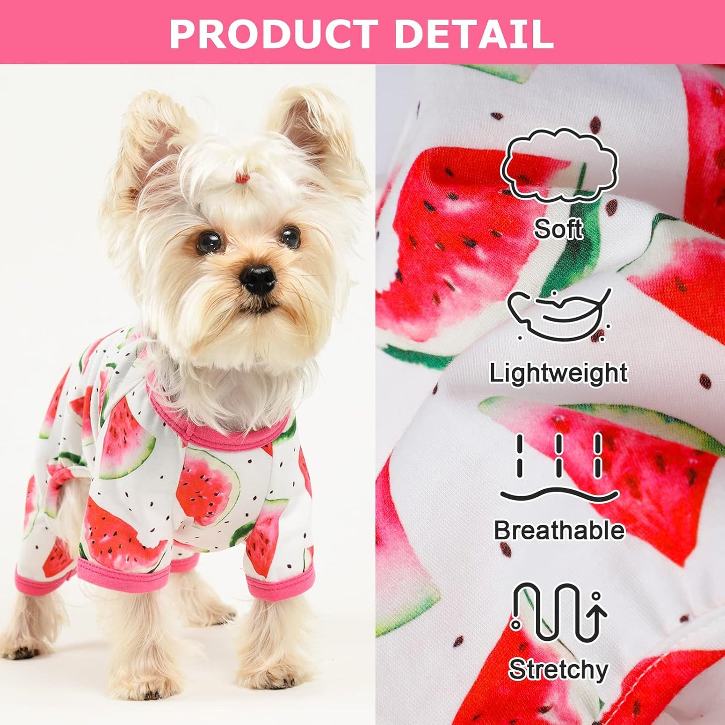 Dog Pajamas Pjs Summer Extra Small Dog Clothes for Small Dogs Girl - Boy, Soft Stretchy Puppy Chihuahua Teacup Clothes - Yorkie Cat Onesies Pet Jammies Outfit, S