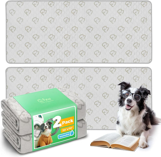 FXW Washable Pee Pads for Dogs, Puppy Pads with Super Absorbent, Specifically Designed for Potty Training, 70" × 30" Rectangle, Khaki, 2 Packs