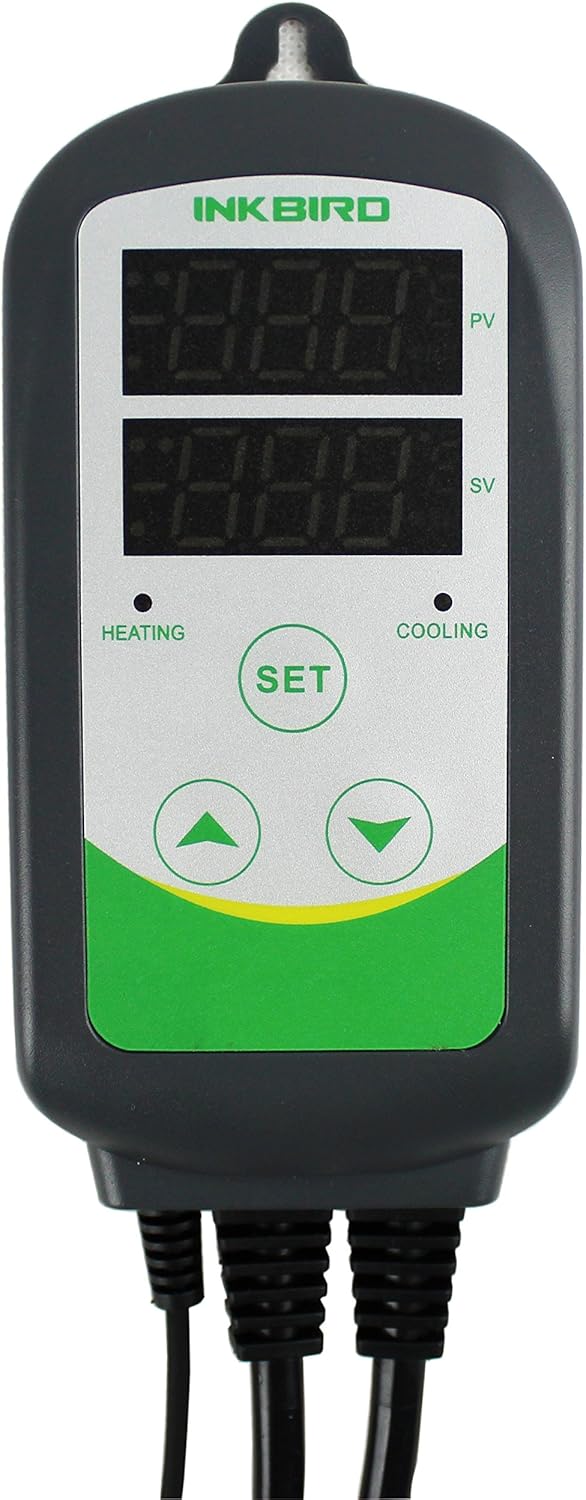 Inkbird ITC308S Freezer Temperature Controller Heating Cooling Plug Thermostat Pre Wired Digital 2 Stage Temp Control Outlet for Greenhouse Heater Cooler Incubator Reptile with Short Probe Sensor