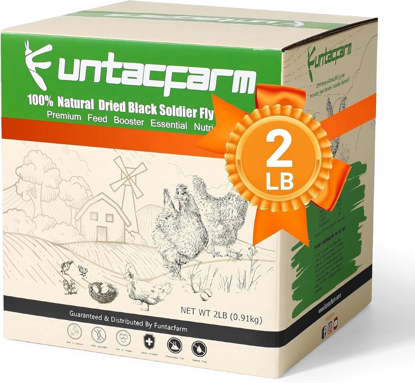 2LB Dried Black Soldier Fly Larvae for Chicken, Dried Mealworms Premium Grade High Protein Chicken Treat for Laying Hens, Wild Birds, Fish, Turtles and Lizard