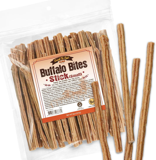 Gootoe Buffalo Dog Treats, Buffalo Bites Stick (Small) 8oz - Natural Low-Fat Chews for Training & Rewards, Limited Ingredient, Resealable Bag, Perfect for Small Dogs & Puppies