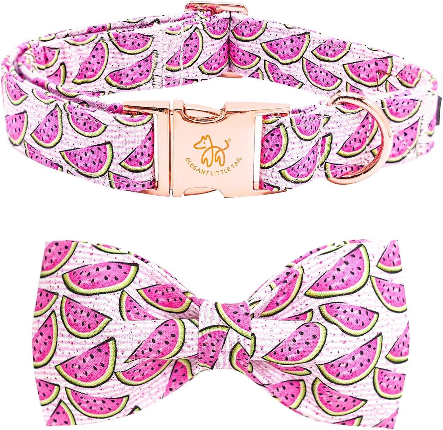 Elegant little tail Dog Collar, Watermelon Print Pet Collar Summer Dog Collar Durable Metal Buckle Dog Collars Cotton Pet Adjustable Dog Collars for X-Small Dogs