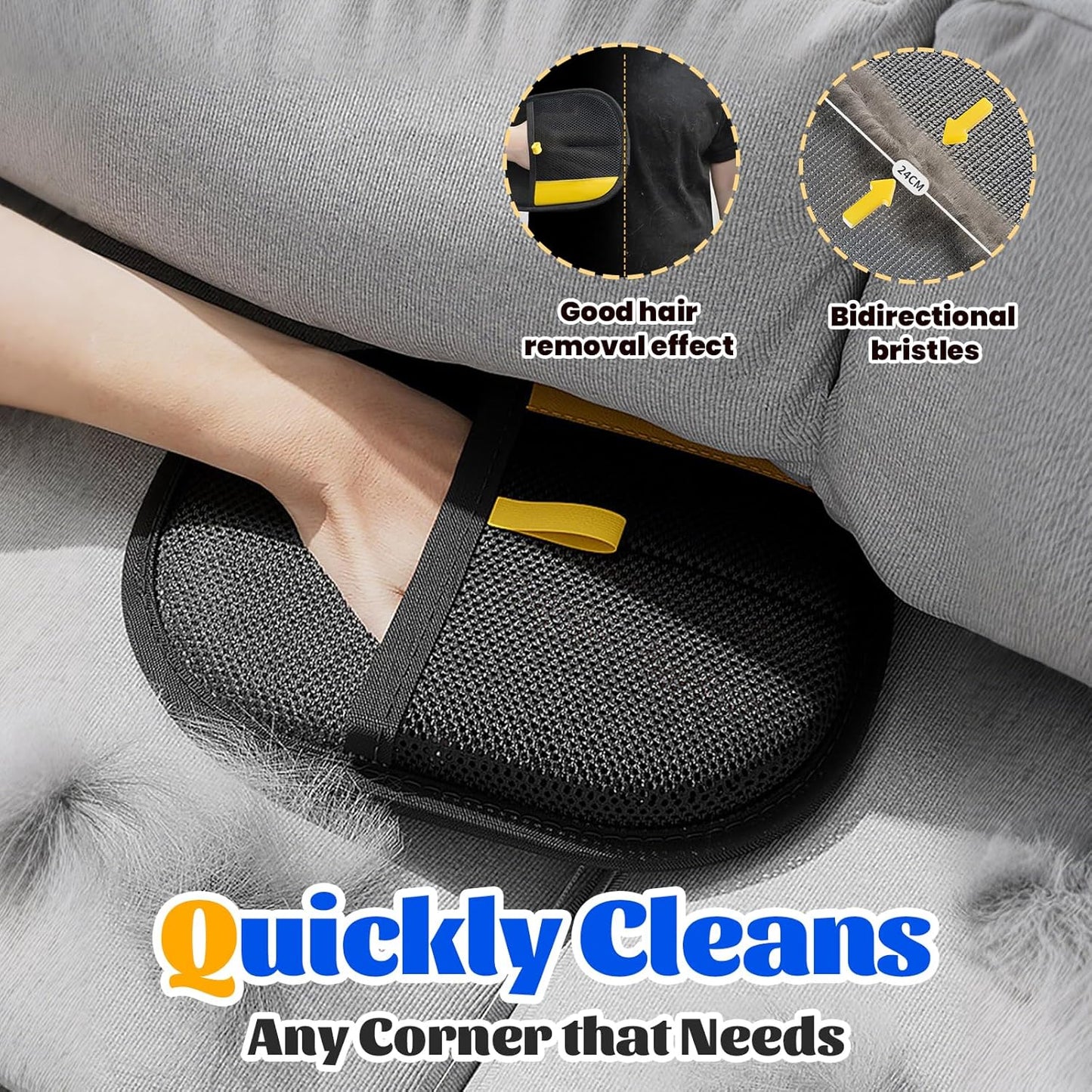 2Pcs Electrostatic Gloves Pet Hair Removal, Pet Hair Remover Glove, Washable Reusable Dogs Cats Hair Gloves for Furniture Bed Sheets Couch Clothes Carpet Car