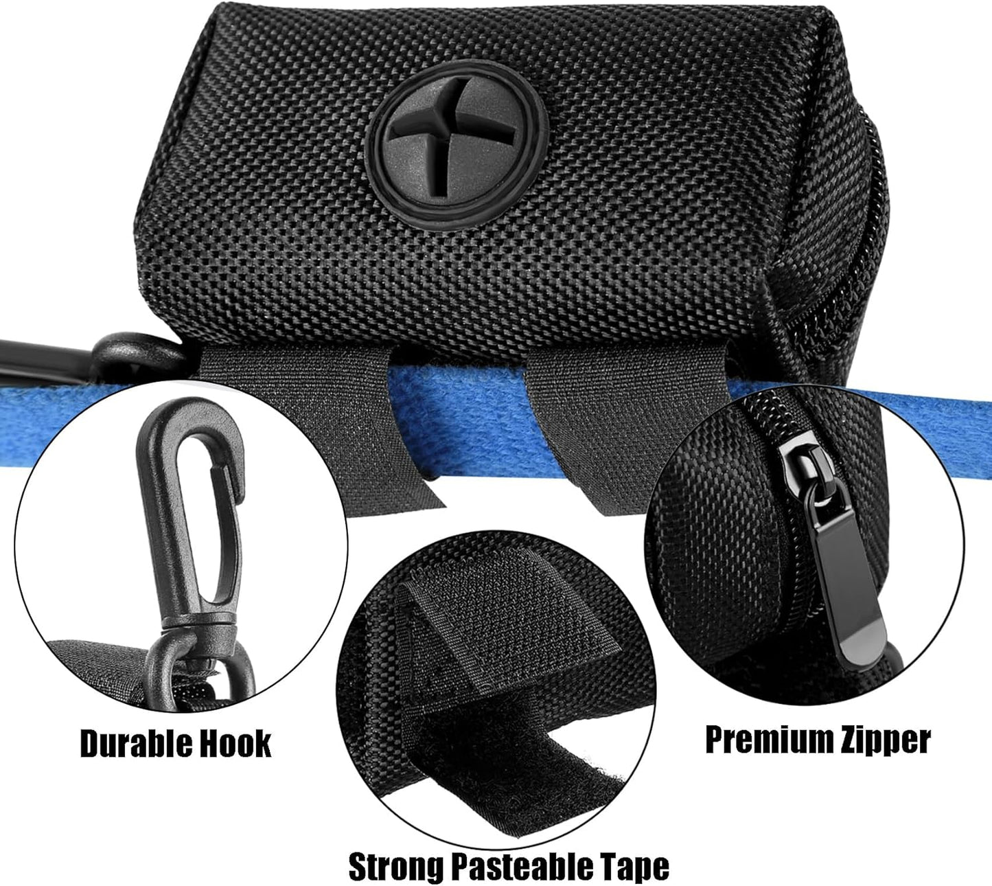 2Packs Dog Poop Bag Holder for Leash Attachment Dog Poop Bag Dispenser Dog Waste Bag Dispensers Dog Poop Bag Holders Fit Dog Leash Accessory With Hand Free Holder Carriers, Black