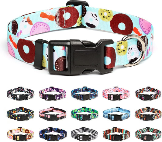 Mercano Adjustable Dog Collar - Special Design Patterns, Soft Nylon Comfortable Durable Pet Collar for Small Medium Large Dogs (M, Blue Cookie)