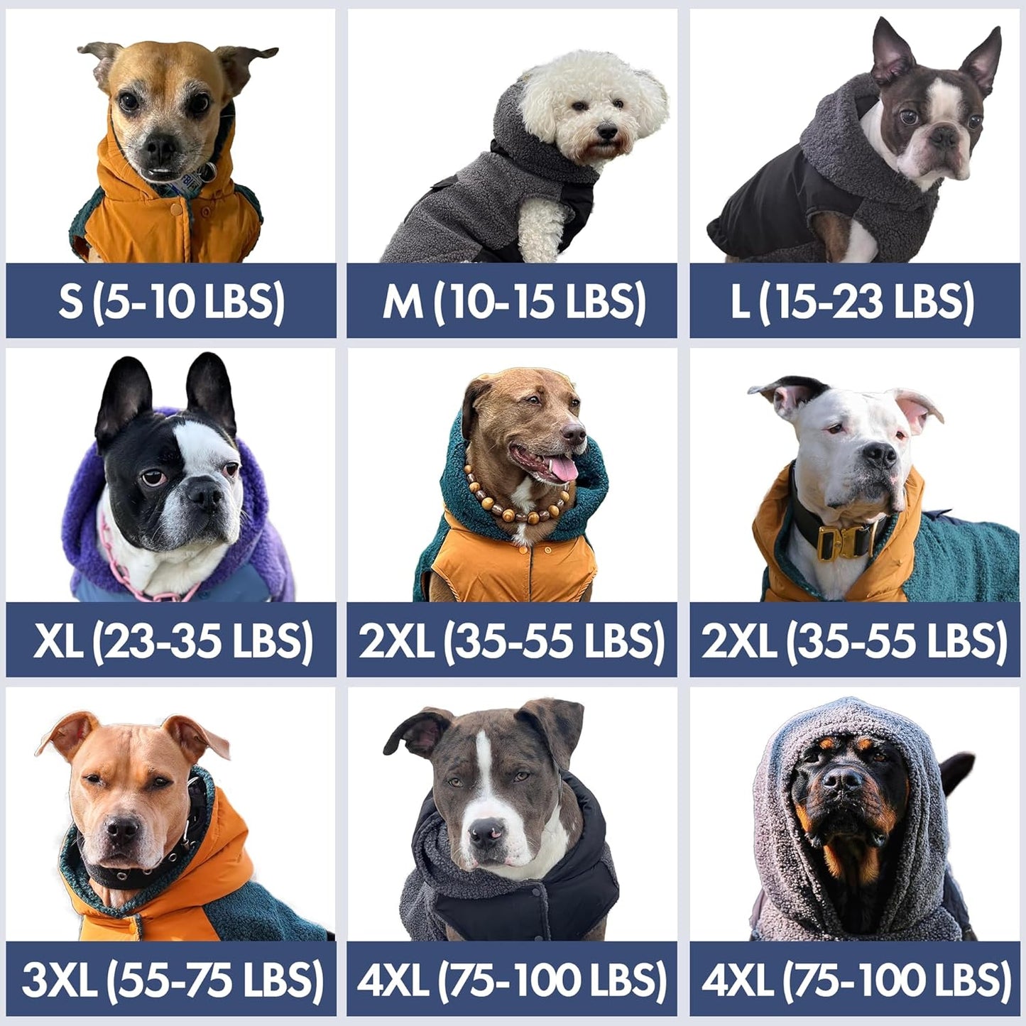 Spark Paws Reversible Dog Sweater, Sherpa Jacket Vest with Warm Fleece Lining, Warm Coat for Winter, Suitable for Small Medium, Large, XL XXL Dogs - Purple and Navy Blue - L