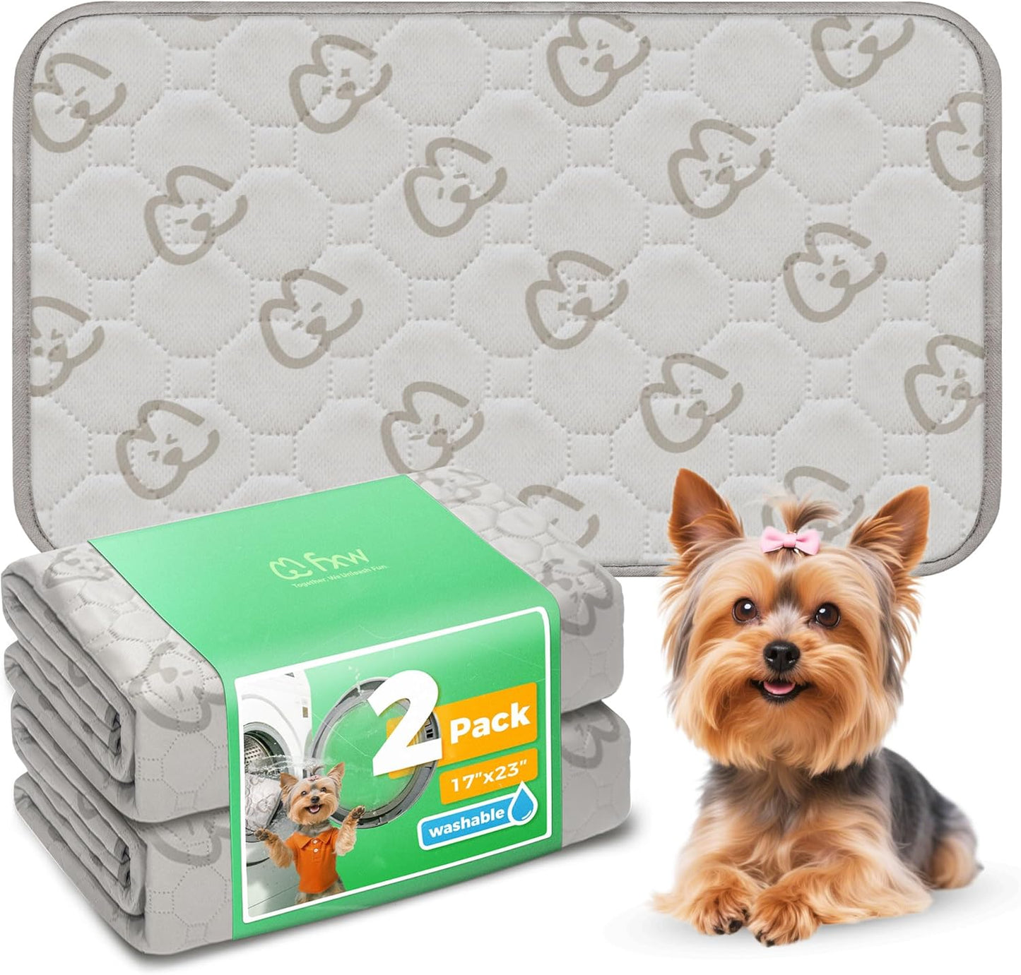 FXW Washable Pee Pads for Dogs, Puppy Pads with Super Absorbent, Specifically Designed for 24inch Cages, 23" × 17" Rectangle, Khaki, 2 Packs