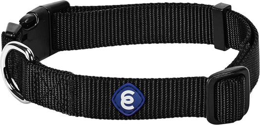 Blueberry Pet Essentials Medium Dog Collar in Black | Adjustable & Eco-Friendly Durable Nylon Strap | Classic Collar for Medium Dogs, Boy & Girl Pets