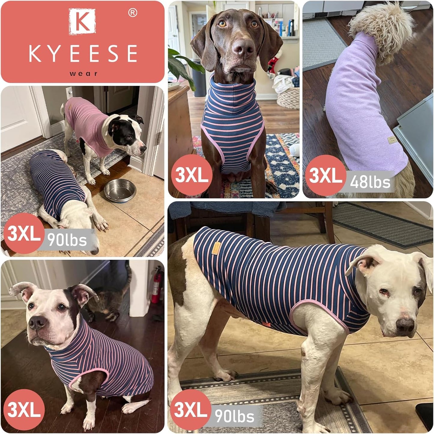 KYEESE 2Pack Dog Sweater Pullover Dog Sweaters for Large Dogs Warm Dogs Clothes Stretchy Pet Sweater Large Size Pets Comfy Turtleneck Pet Coats Soft Pets Sweatshirt