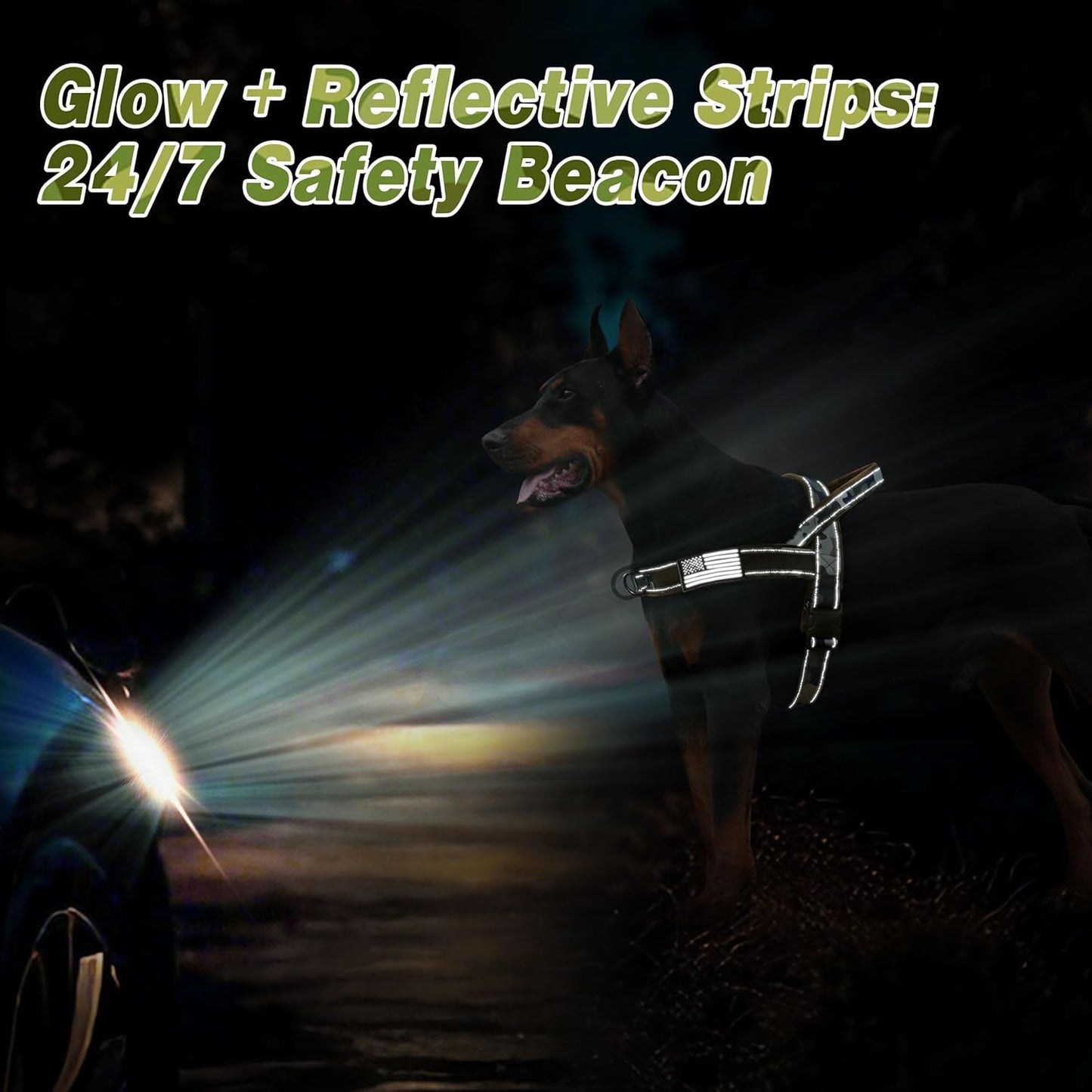 Forestpaw No Pull Dog Harness - Soft Flannel Padded Tactical Dog Vest Harness with Quick Release Buckle, Adjustable Reflective Pet Harness for Large Dogs Walking Training,Green Camouflage XL