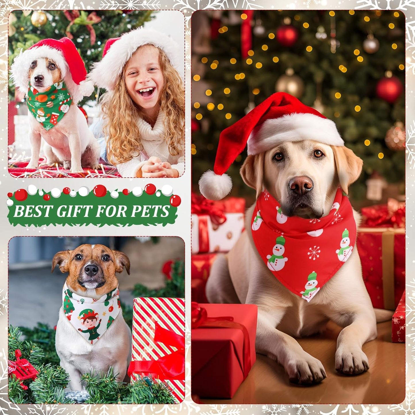 Abbylike 50 Pcs Christmas Dog Bandanas Bulk Xmas Bandanas for Dogs Triangle Kerchief Bibs Scarf Set for Pet Xmas Costume Photo Props Accessories Pet Shops Grooming, 25 Styles (25.6 x 17.7 x 17.7)