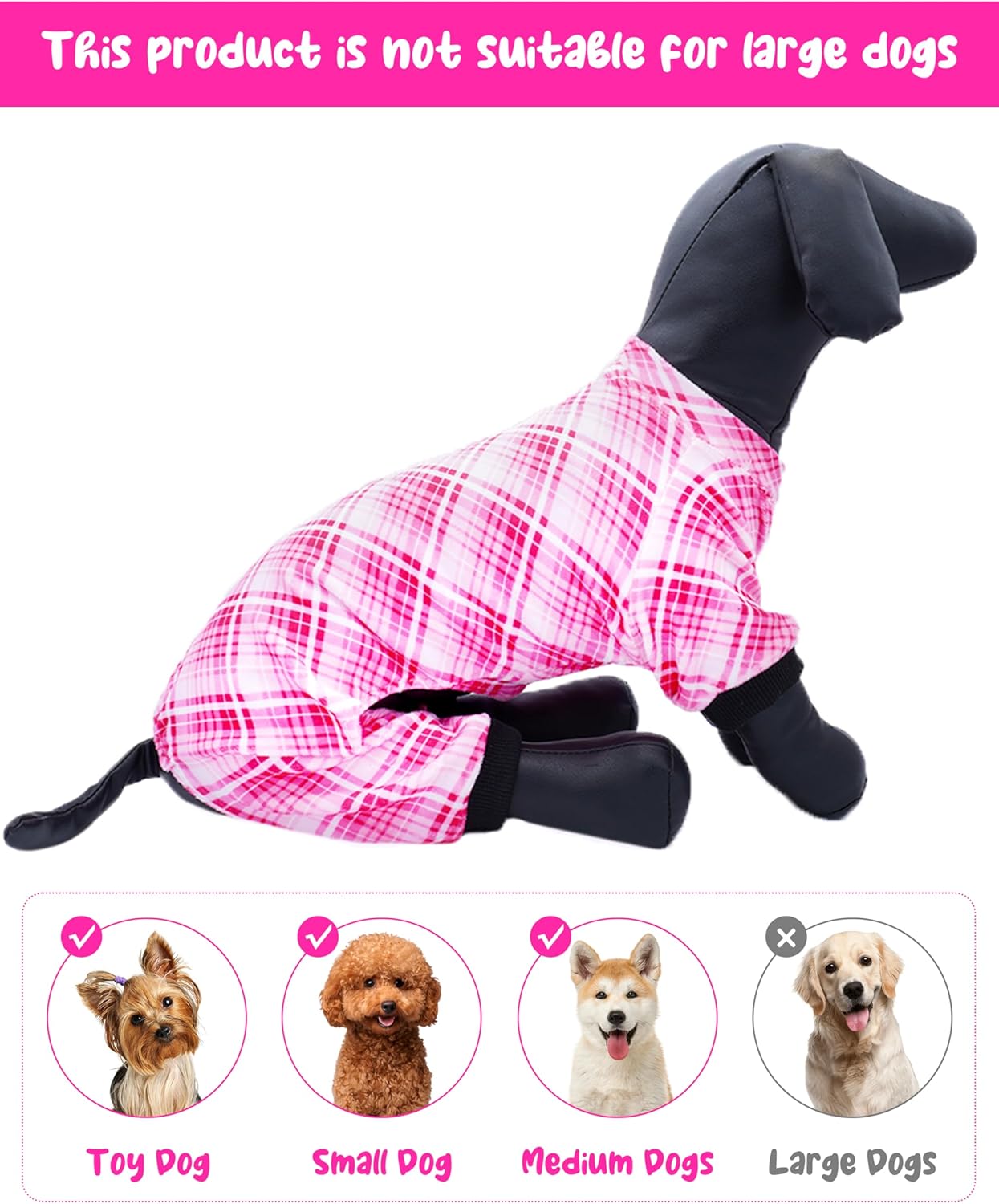 PET SHOW 4 Pack Small Dog Pajamas Cute Paw Bone Clothes for Medium Dogs Soft Stretchy PJs Plaid Jumpsuit Puppy Cats Floral Fruits Onesies Outfits with Sleeve Pets Dachshund Costume(S, Pink for Girls)