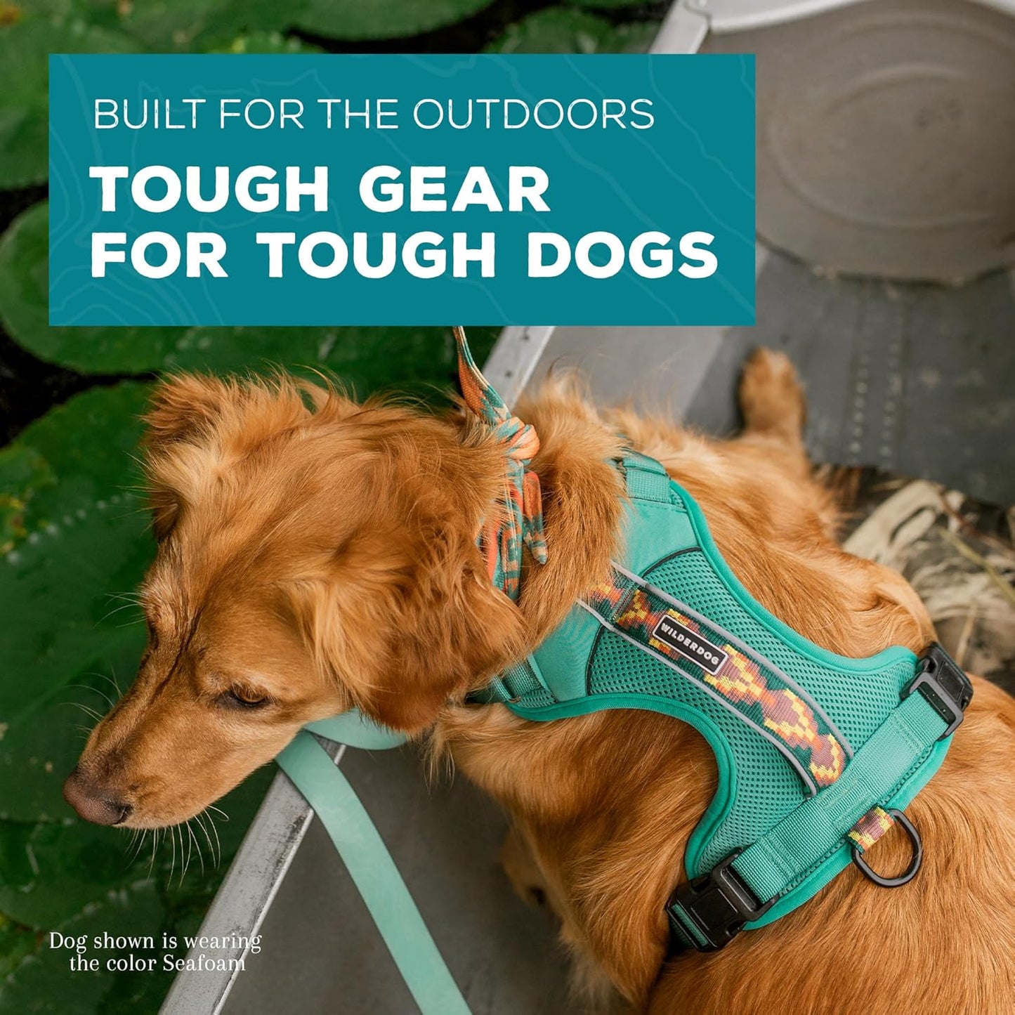 Wilderdog Lightweight Dog Harness with Reflective Straps - Large - Seafoam