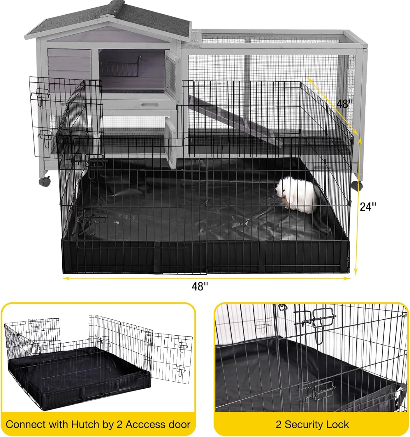 Aivituvin Rabbit Playpen Pet Pen Small Animal Cage with Waterproof Liner - Extension Playpen