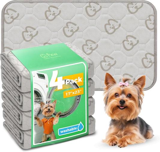 FXW Washable Pee Pads for Dogs, Puppy Pads with Super Absorbent, Specifically Designed for 24inch Cages, 23" × 17" Rectangle, Khaki, 4 Packs