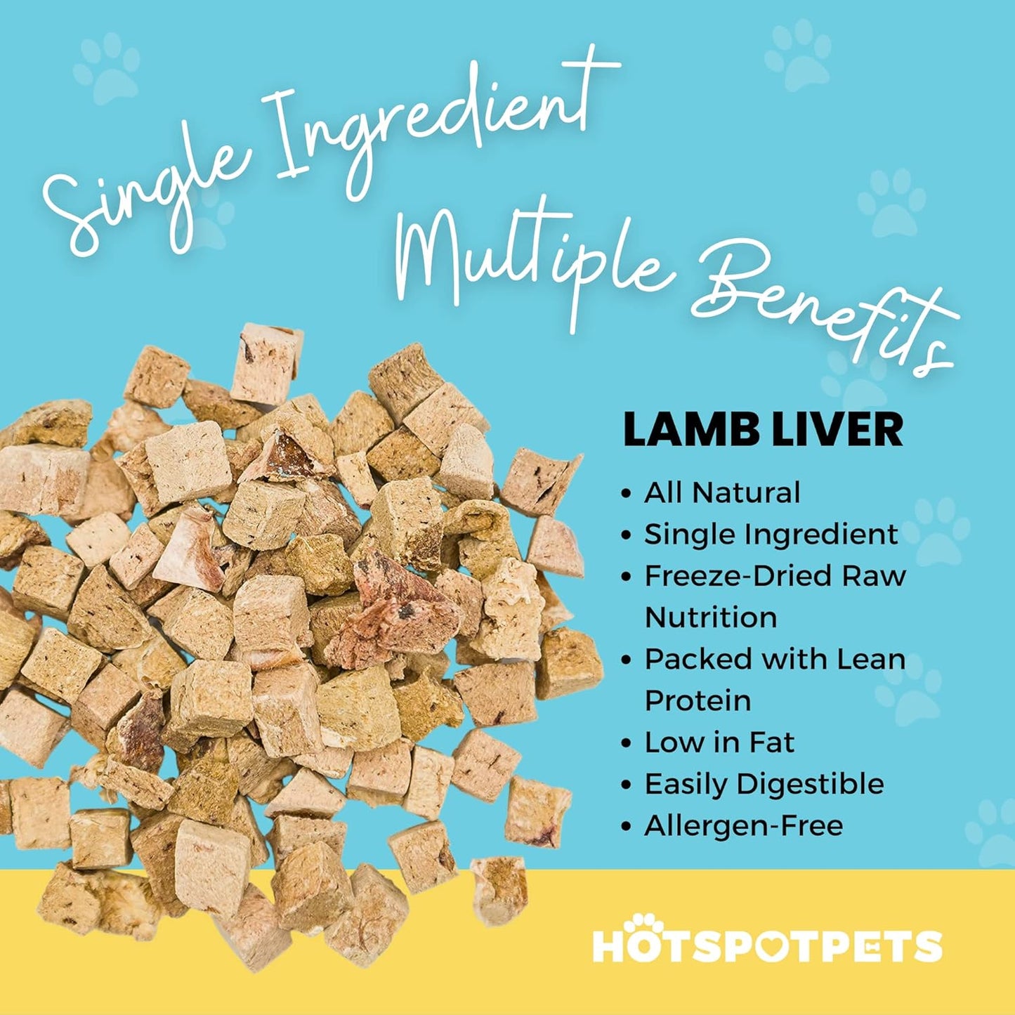 hotspot pets Lamb Liver Treats, 1LB Bag, All Natural Grain-Free Cat & Dog Training Topper Snack, Single Ingredient, Made in USA